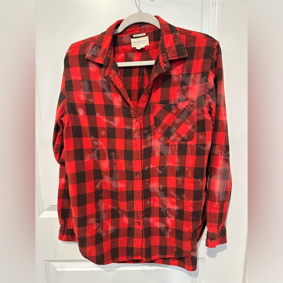 Everything is better w some wine in the belly Upcycled flannel shirt L - Picture 3 of 4